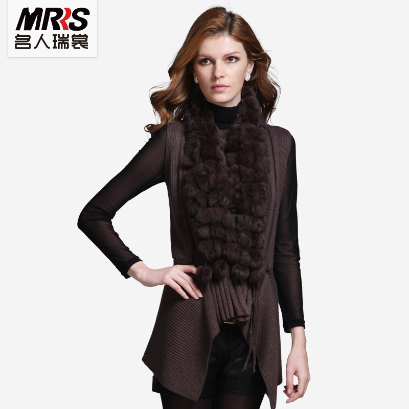 2012 women's rabbit fur sleeveless sheep wool knitted sweater shirt cardigan