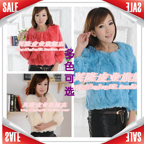 2012 women's rabbit fur three quarter sleeve short design fur coat fur vest