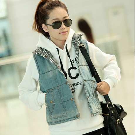 2012 women's reminisced all-match denim fashionable horse thickening clip cotton vest female