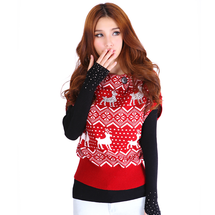 2012 women's rhinestones onta sleeveless sweater female outerwear 711