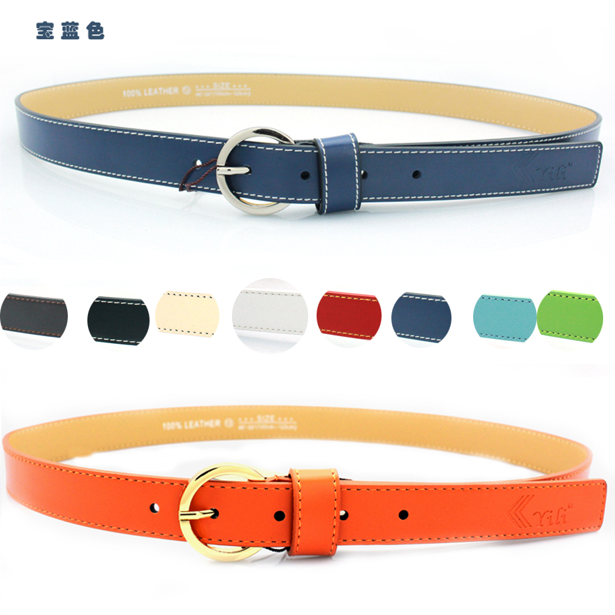 2012 women's round buckle belt decoration all-match fashion genuine leather strap multicolor (BL007)