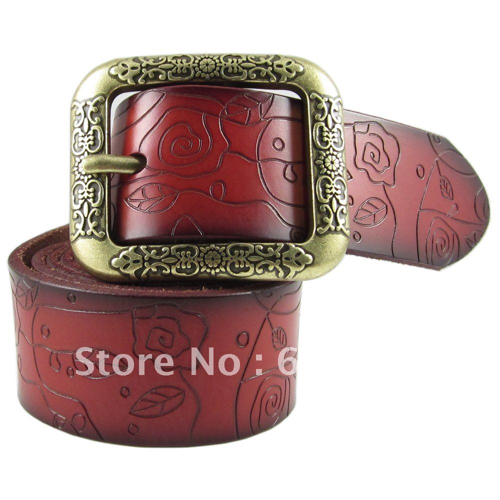 2012 women's Royal carved  vintage genuine leather Belt High Quality&Top sell 3 colors #1743