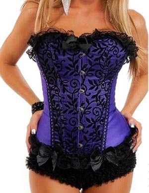 2012 Women's Sexy Corset Lace Overlay Sexy Lingerie Padded Bra Boned Bustier with G-string A1256