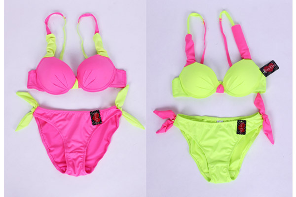 2012 women's sexy neon color push up bra underwear set bikini