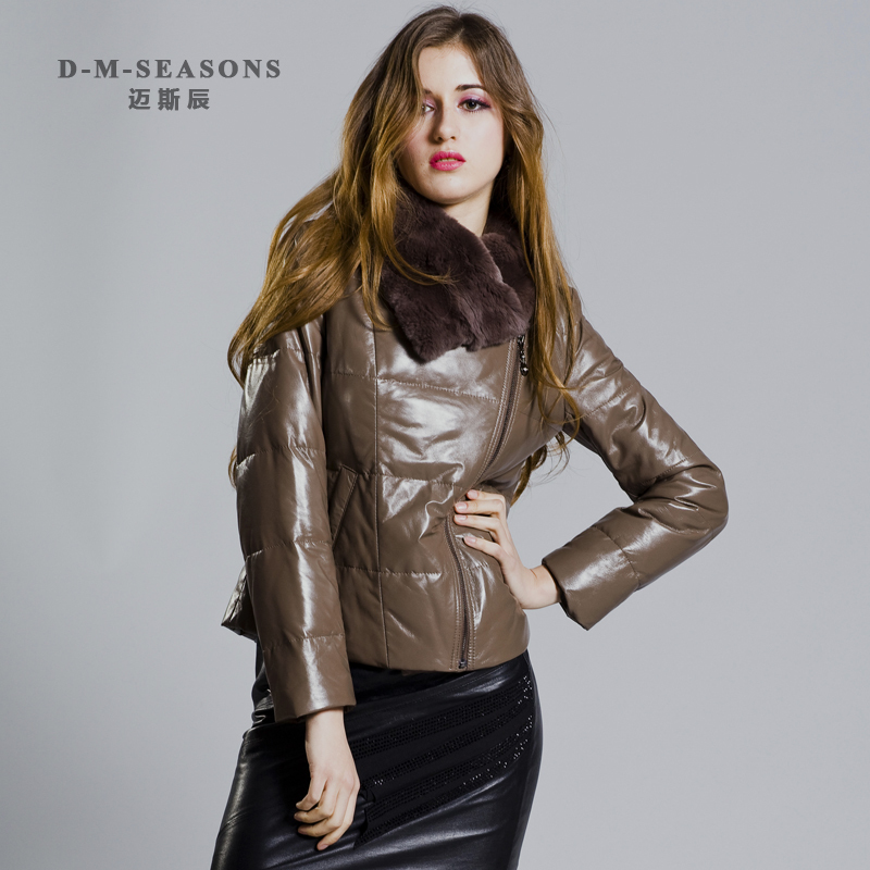 2012 women's sheepskin rex rabbit hair genuine leather down coat leather clothing d1026