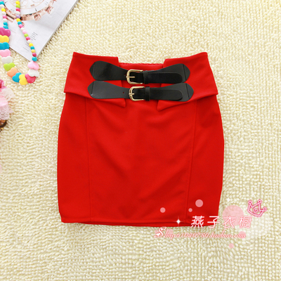 2012 women's short skirt ol elegant leather belt tailored skirt slim hip skirt step bust skirt