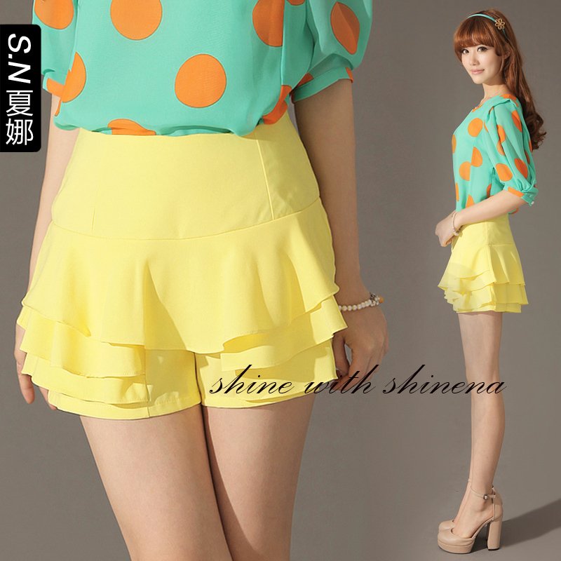 2012 women's shorts female summer chiffon skirt pants petals skorts 5186