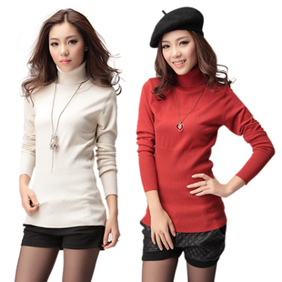 2012 women's slim basic shirt turtleneck medium-long sweater thickening sweater