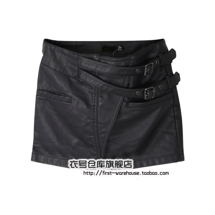 2012 women's slim straight PU belt casual bag bust skirt elegant leather short skirt