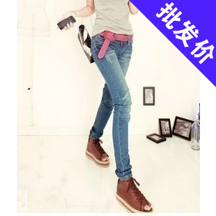 2012 women's slim tight harem pants female buttons fashion pants jeans