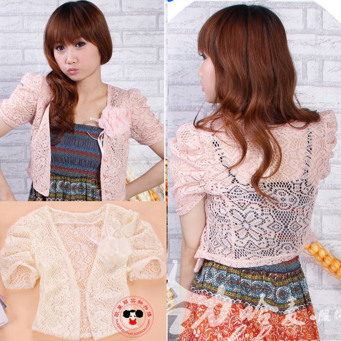 2012 Women's Spring And Summer Autumn Corsage Cutout Gauze Small Cape Waistcoat Short Design Coat