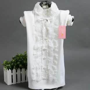 2012 women's stand collar long-sleeve lace decoration ruffle hem basic shirt female sweater