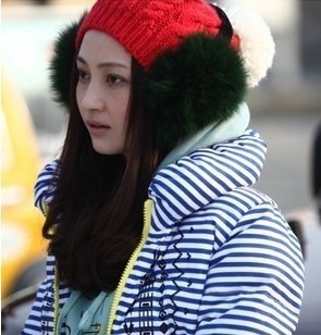 2012 women's stripe short design print down coat down jacket