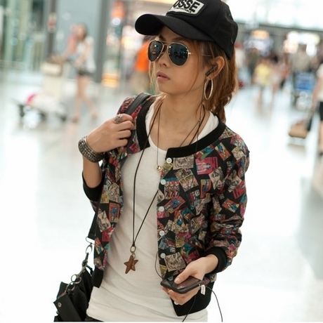 2012 women's summer single breasted cardigan doodle short design comic coat short