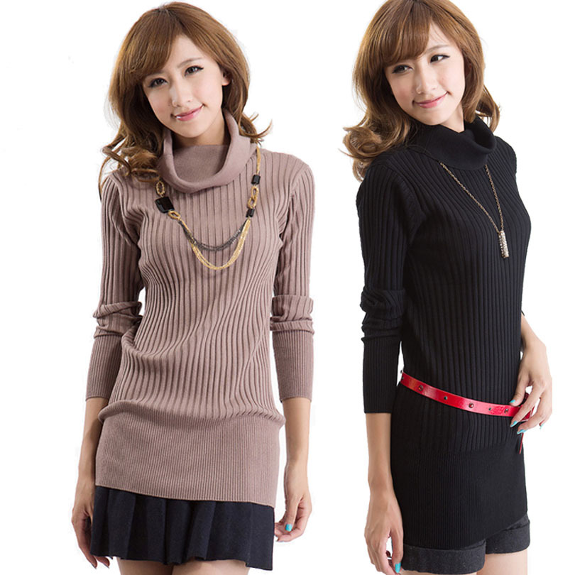 2012 women's sweater heap turtleneck basic shirt medium-long long-sleeve women's sweater