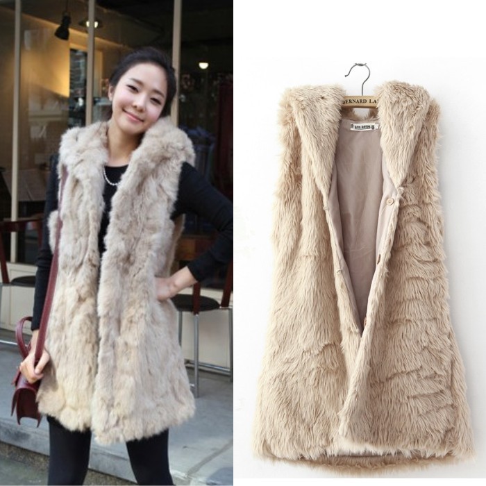 2012 women's sweet plush artificial faux rabbit fur vest outerwear female