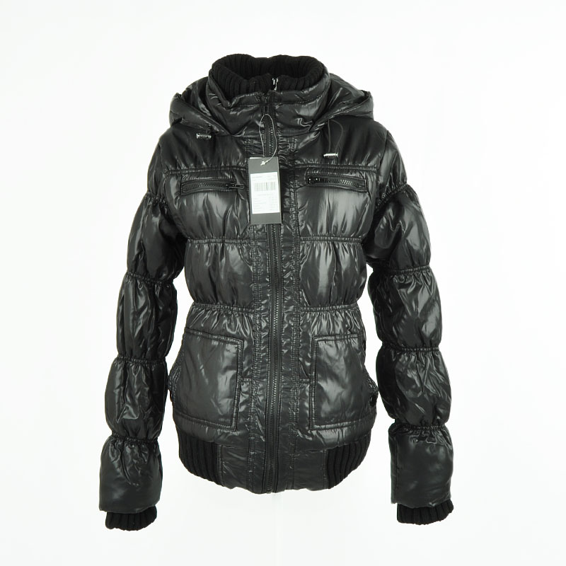 2012 women's thickening long-sleeve with a hood cotton-padded jacket outerwear plus size black 4s42 f08 (WC001)