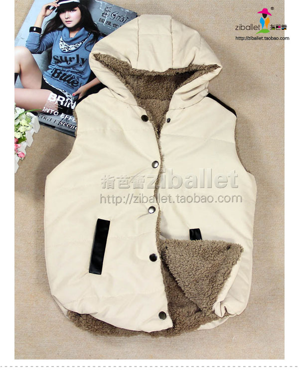 2012 women's vest female autumn and winter fashion with a hood plus size casual cotton vest top