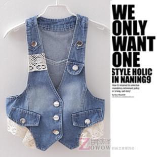 2012 women's vest outerwear slim denim vest female lace sweep vest female