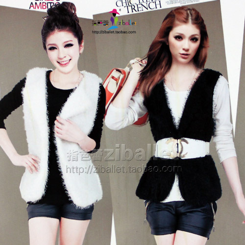 2012 women's vest plush cute vest women's vest belt