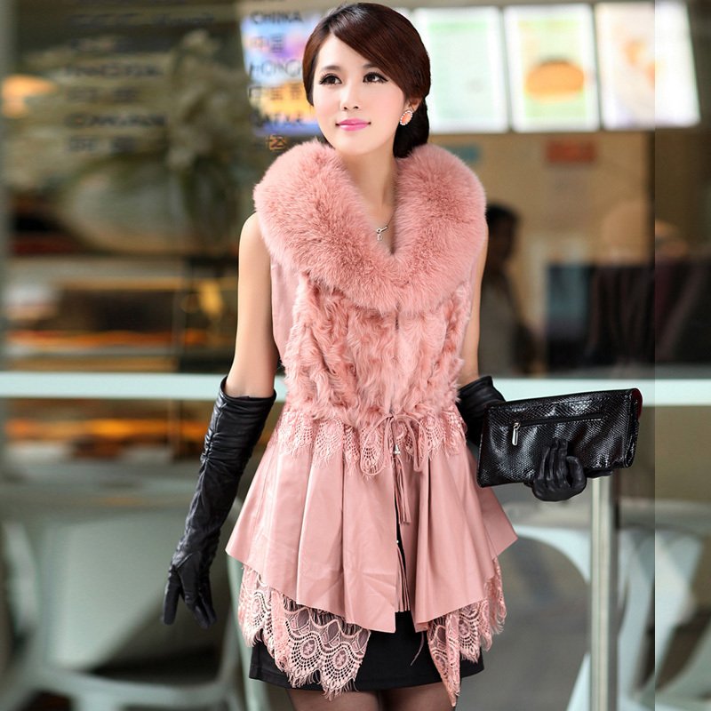 2012 women's vest women's berber fleece vest sheepskin genuine leather fur vest 8978