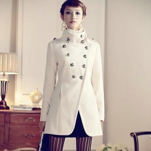 2012 women's vintage british style double breasted wool coat outerwear Women trench