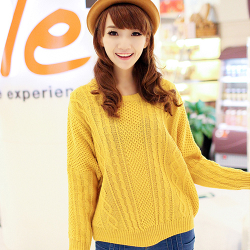 2012 women's vintage twist , dsmv o-neck batwing sleeve loose sweater outerwear t2767