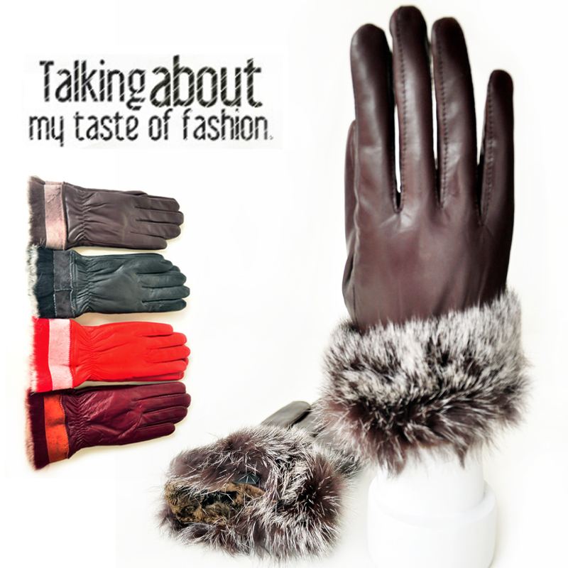 2012 women's winter rabbit fur sheepskin gloves sexy genuine leather gloves