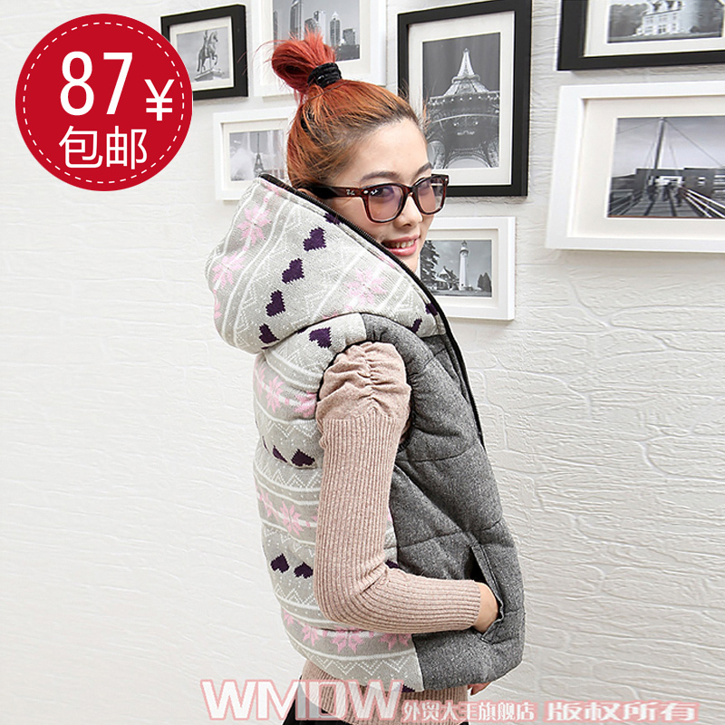 2012 women's with a hood love yarn vest wadded jacket vest ww2735