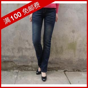 2012 women's Women slim elastic butt-lifting straight women's jeans trousers