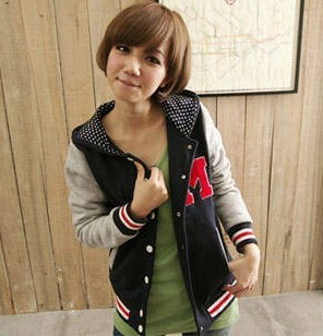 2012 women's xb1 fashion m baseball cardigan with a hood outerwear female fleece thick autumn and winter