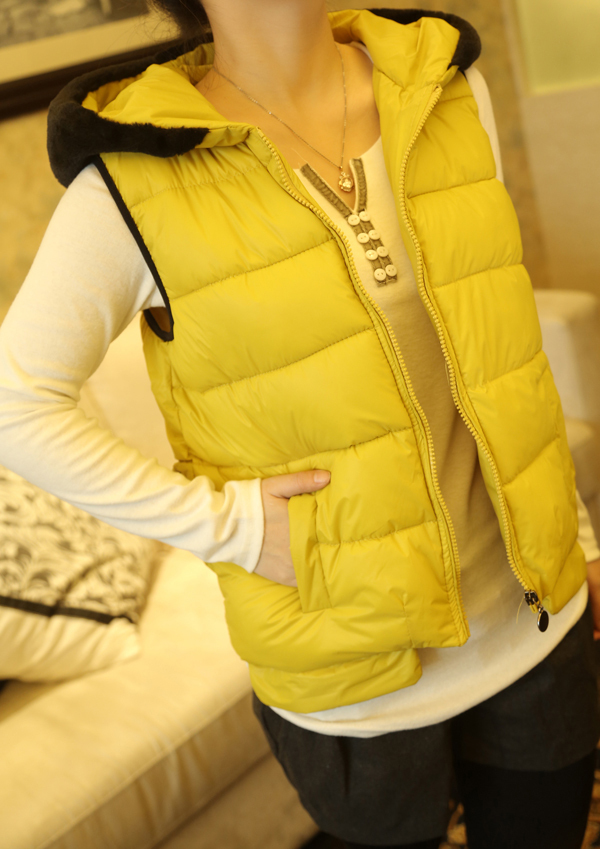 2012 women's zipper with a hood cotton vest female vest outerwear trend