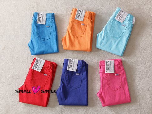 2012 Women Sexy Candy Colors Pencil Pants Slim Fit Skinny Stretch Jeans