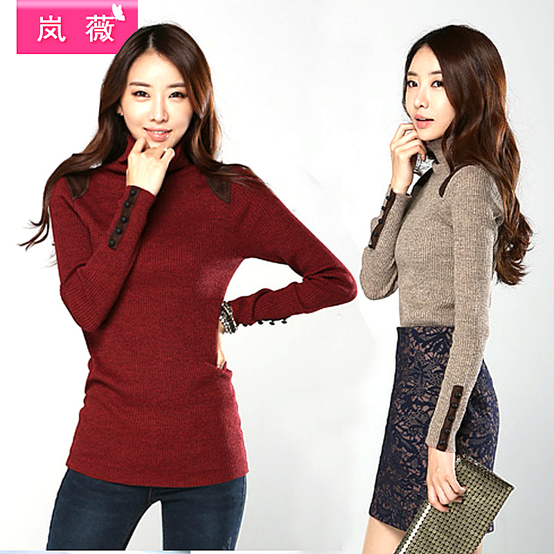 2012 women winter slim turtleneck sweater  female pullovers wool knitted short design