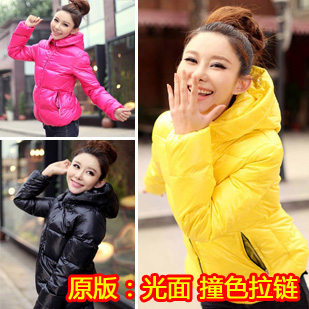 2012 wool collar female short design wadded jacket candy color slim thickening cotton-padded jacket