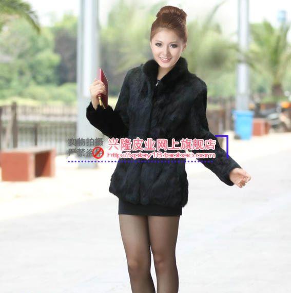 2012 wool outerwear rabbit fur overcoat quality rabbit fur stand collar long-sleeve