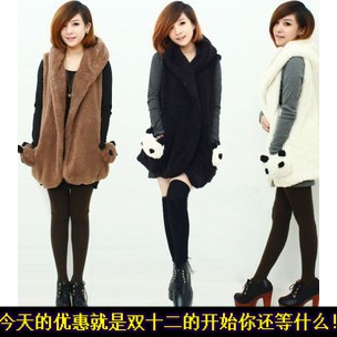 2012 wool sweater vest female medium-long woolen outerwear autumn and winter with a hood berber fleece vest