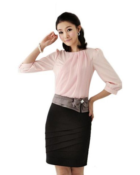 2012 work wear dress lady's summer chiffon skirt women's work uniforms OL dress FREE SHIPPING B533