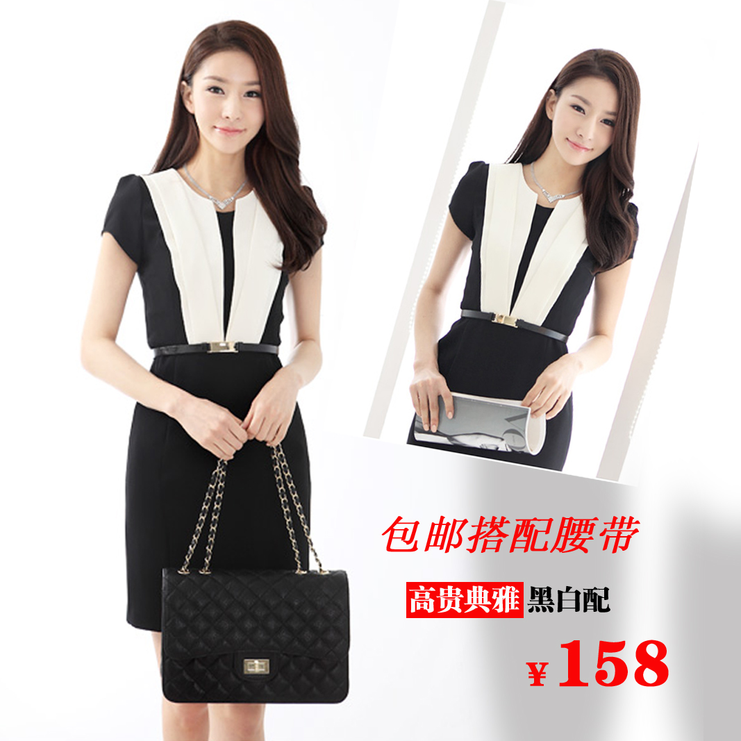 2012 work wear women's ol elegant one-piece dress summer work wear fashion patchwork plus size female