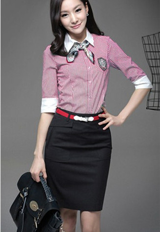 2012 work wear work wear skirt fifth sleeve bust skirt women's fashion stripe professional set 77