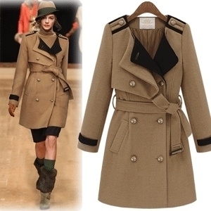 2012 [YZ096]autumn winter fashion female/women's woolen outerwear/overcoat/jackets/trench free shipping