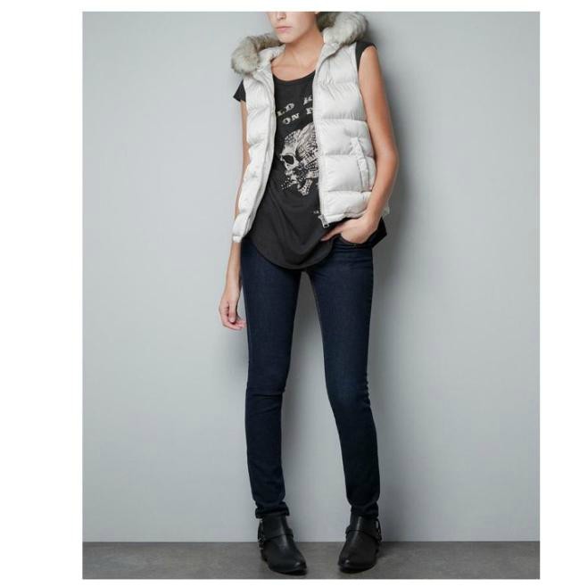 2012 zar women's high quality detachable cap zipper slim wadded jacket vest outerwear