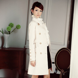 2012autumn classic double breasted long women's  trench/ free shipping