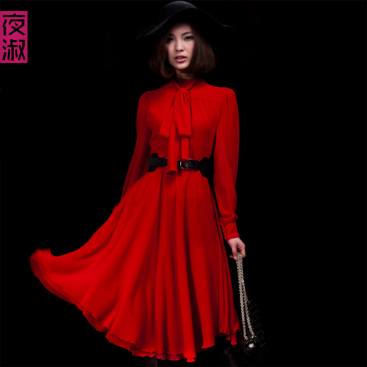 2012Autumn new arrival women's formal dress royal vintage slim chiffon elegant full dress long-sleeve plus size maxi long dress