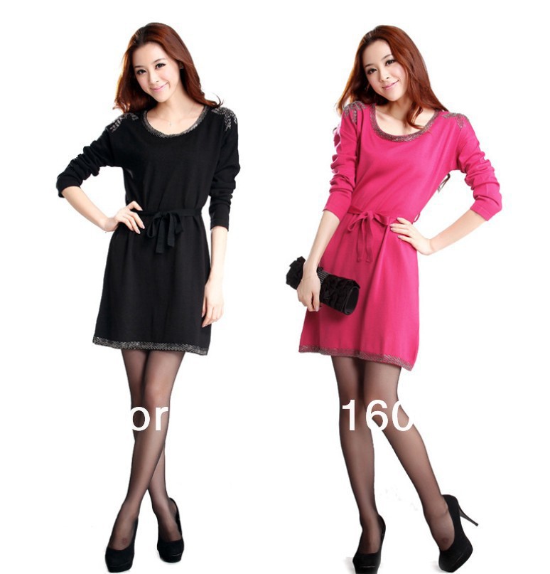 2012Hot!New autumn&winter fashion long women cashmere sweater skirts slim cute knitwear ladies' dress