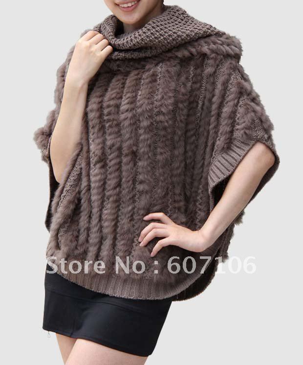 2012new arrival,Genuine Rabbit fur poncho/fur shawl/fur scarf/jacket/Coats*wholesale&retail no.SU-1131