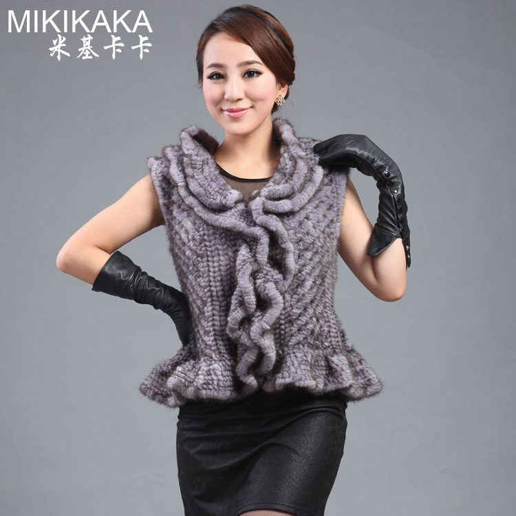 2012new authentic mink fur vest knitted fashion generous personality temperament noble comfortable vest ladies special Christmas