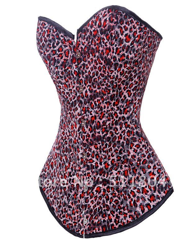 2012New Gothic Corset +Thong, Leopard Clubwear Sexy Lingerie , Wholesale, Retail, Free shipping