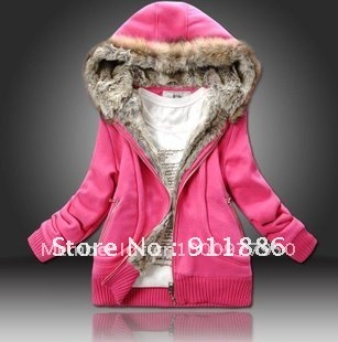 2012Winter Lady Parkas With Hat ,Warm Women's Hoodies Sweatshirt, Casual Padded Warm Jacket Cotton+Pu Wool,3 Color,Free Shipping