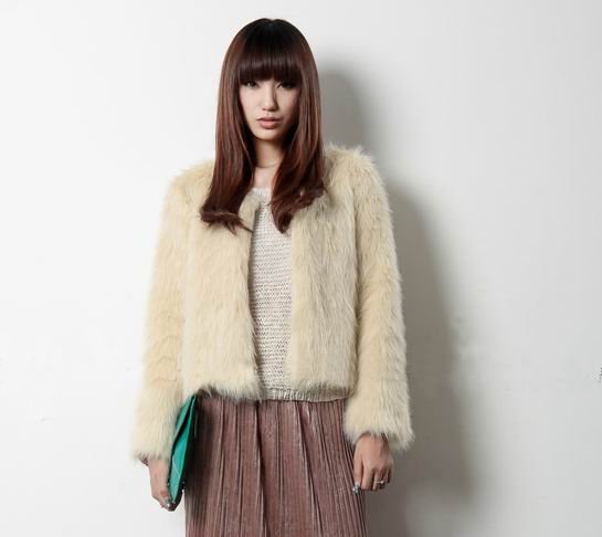 2012Winter  Women's Fashion Faux Fur Pure Color Short Coat